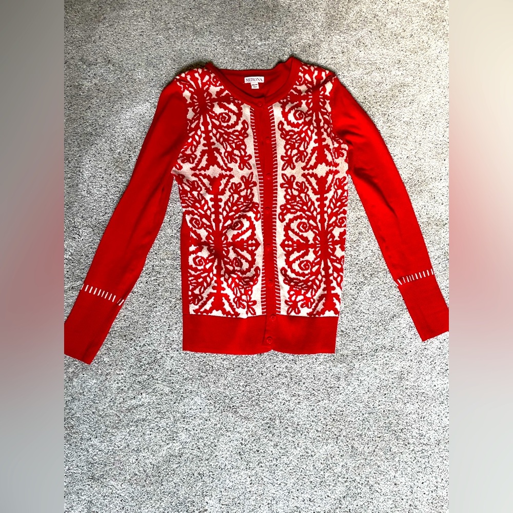 Red and White Cardigan